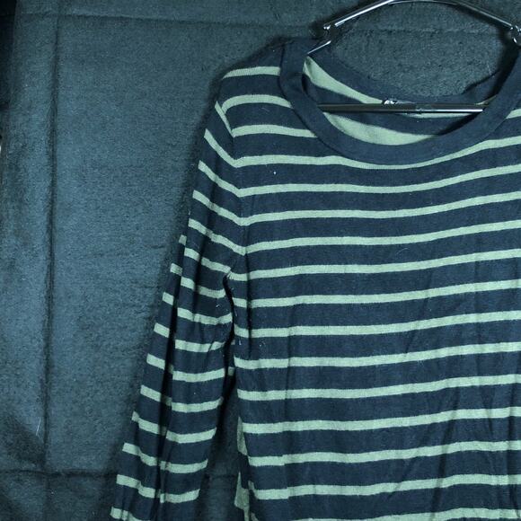 Express Womens Sweater Green Striped Long Sleeve Cozy Stretch Medium - Picture 4 of 12